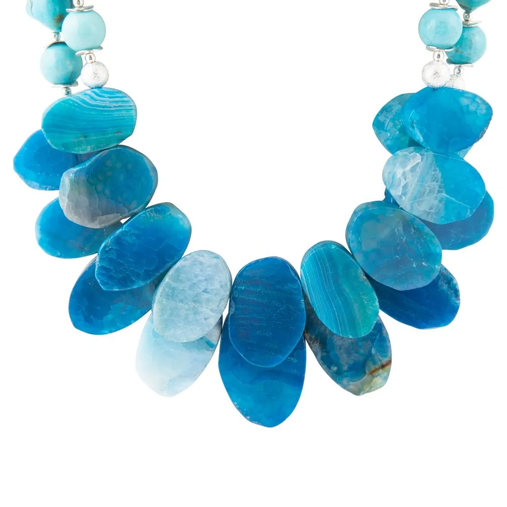 New Haven Blue Agate Sterling Silver Statement Necklace sold by Barse