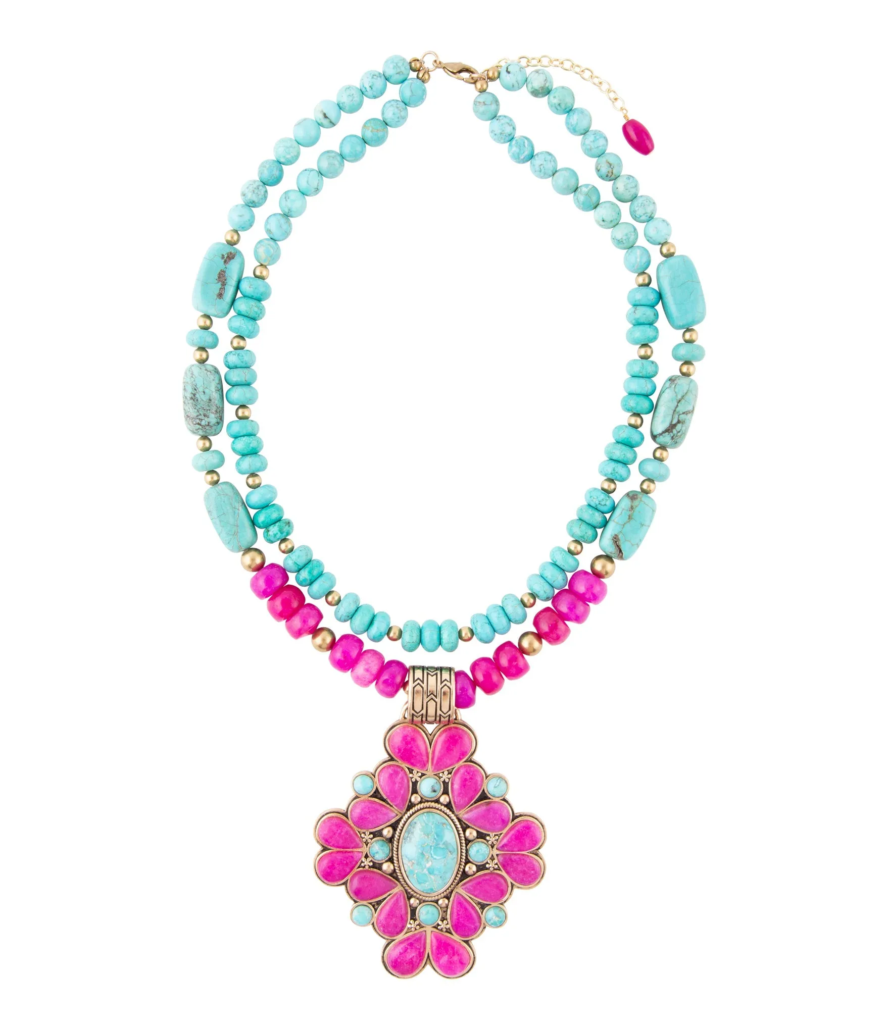 Barcelona Pink Agate Cross Golden Pendant Necklace sold by Barse product image thumbnail 4