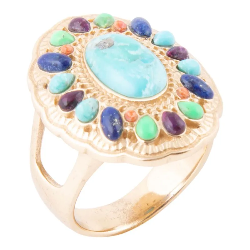 Concho Colorful Golden Statement Ring sold by Barse