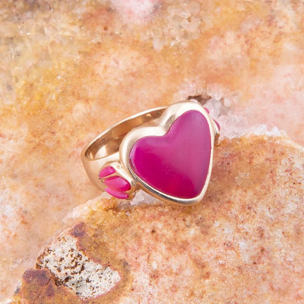Pink Agate Heart Golden Statement Ring sold by Barse product image thumbnail 2
