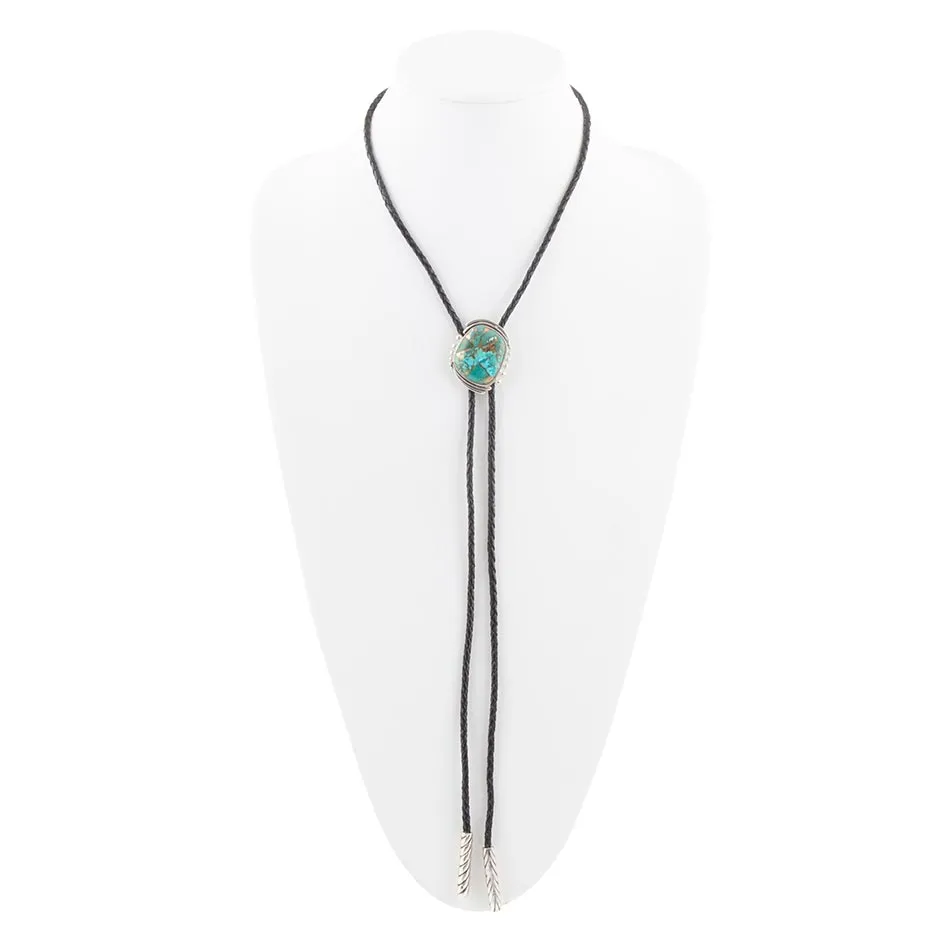 Blue Turquoise Matrix Sterling Silver Bolo Tie Necklace sold by Barse product image thumbnail 5