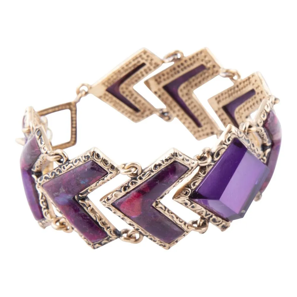 Pointedly Purple Turquoise Golden Link Bracelet sold by Barse product image thumbnail 3