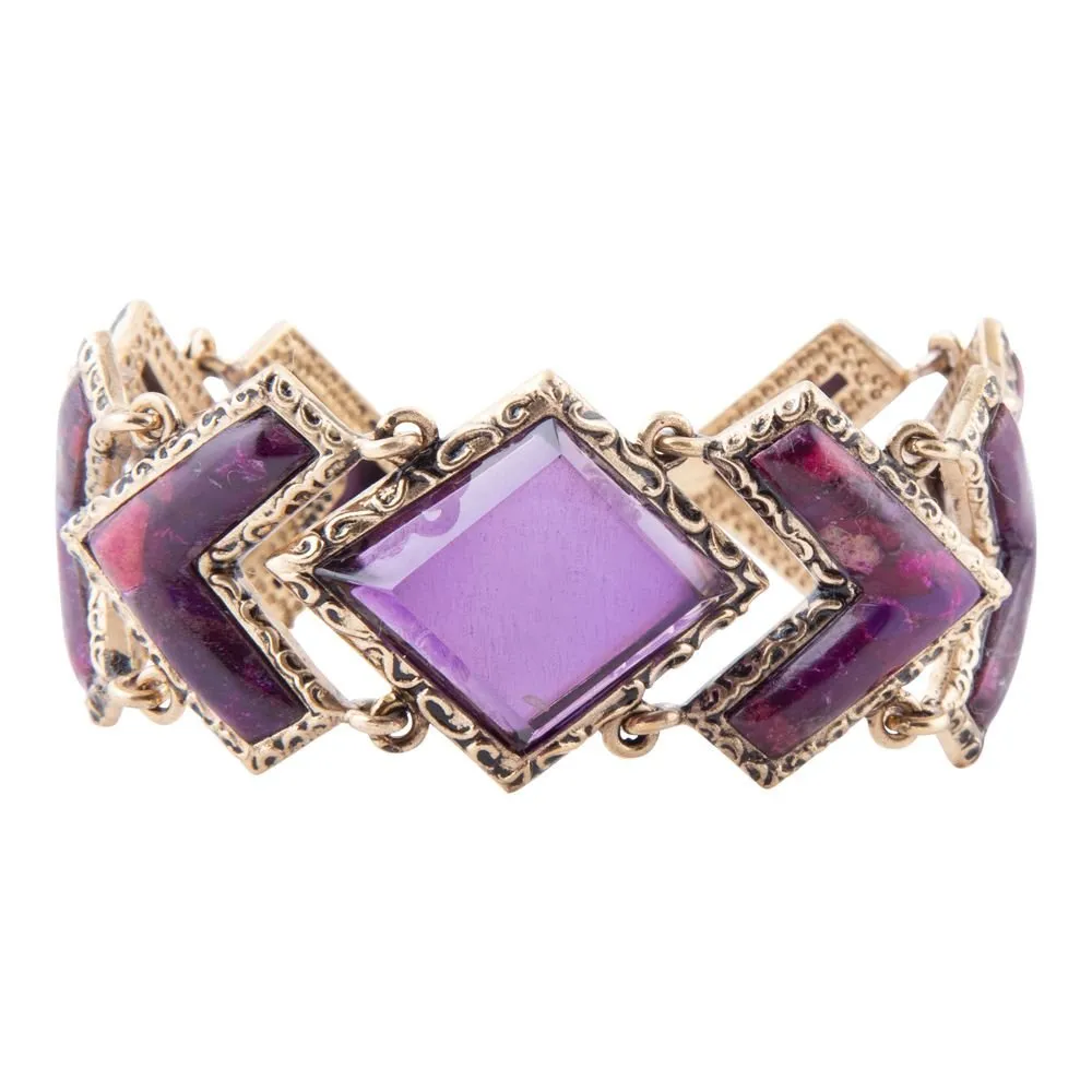 Pointedly Purple Turquoise Golden Link Bracelet sold by Barse