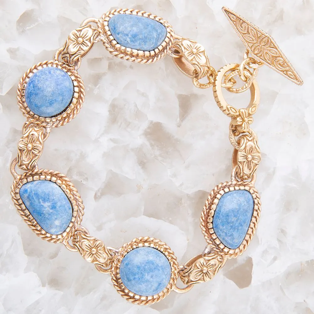 Roped Denim Blue Lapis Golden Link Bracelet sold by Barse product image thumbnail 3