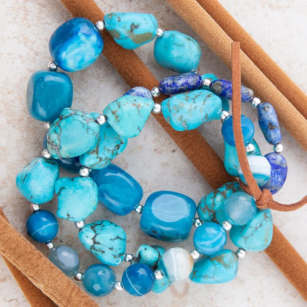 New Haven Blue Turquoise Sterling Silver Bracelet Set sold by Barse product image thumbnail 4