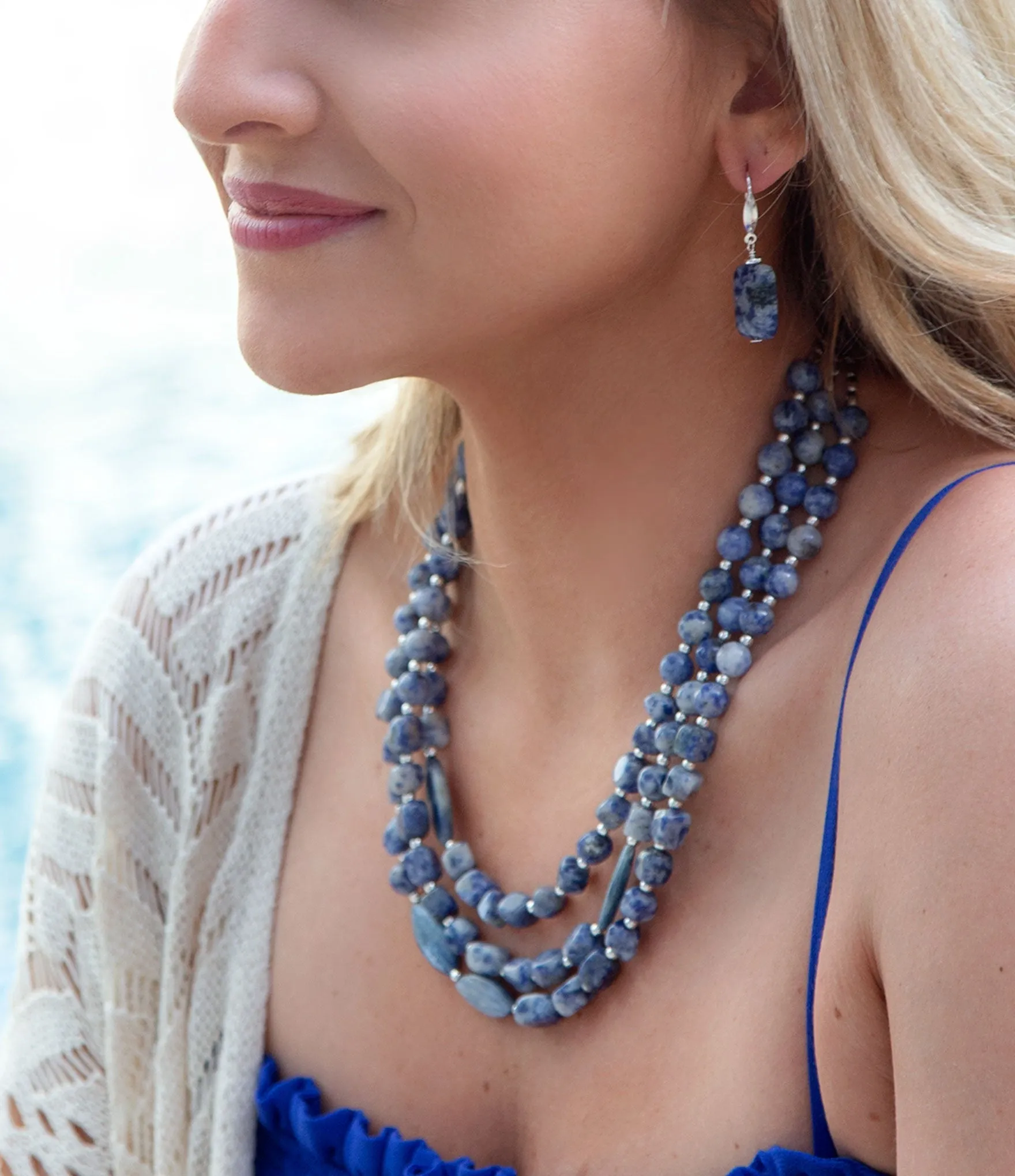 Denim Kyanite Blue Lapis Sterling Silver Strand Necklace sold by Barse product image thumbnail 2