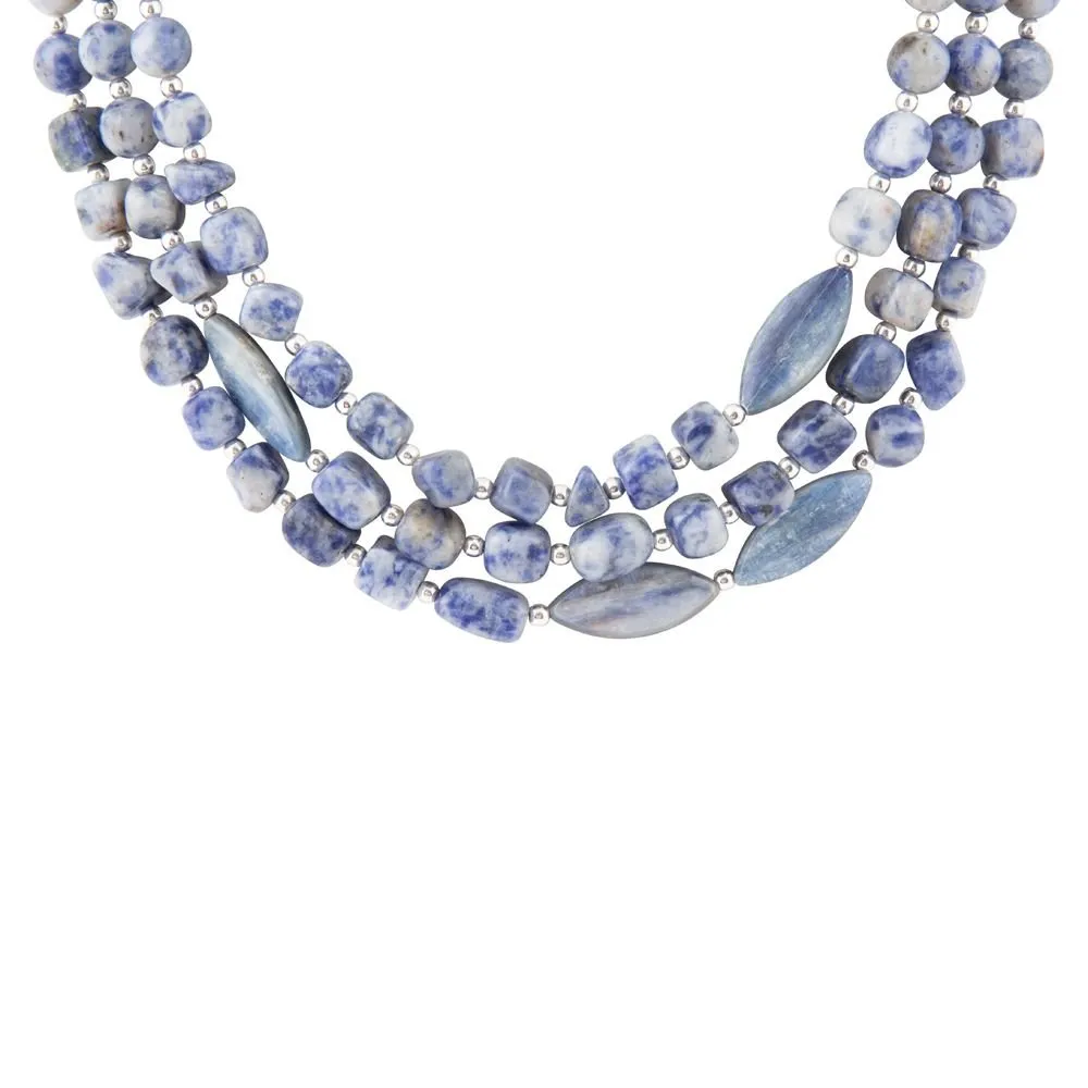 Denim Kyanite Blue Lapis Sterling Silver Strand Necklace sold by Barse