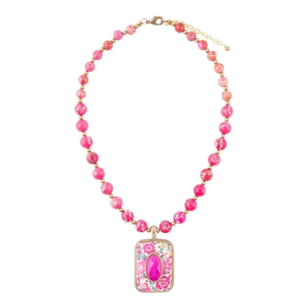 Pink Agate Stacked Stone Floral Pendant Necklace sold by Barse product image thumbnail 4
