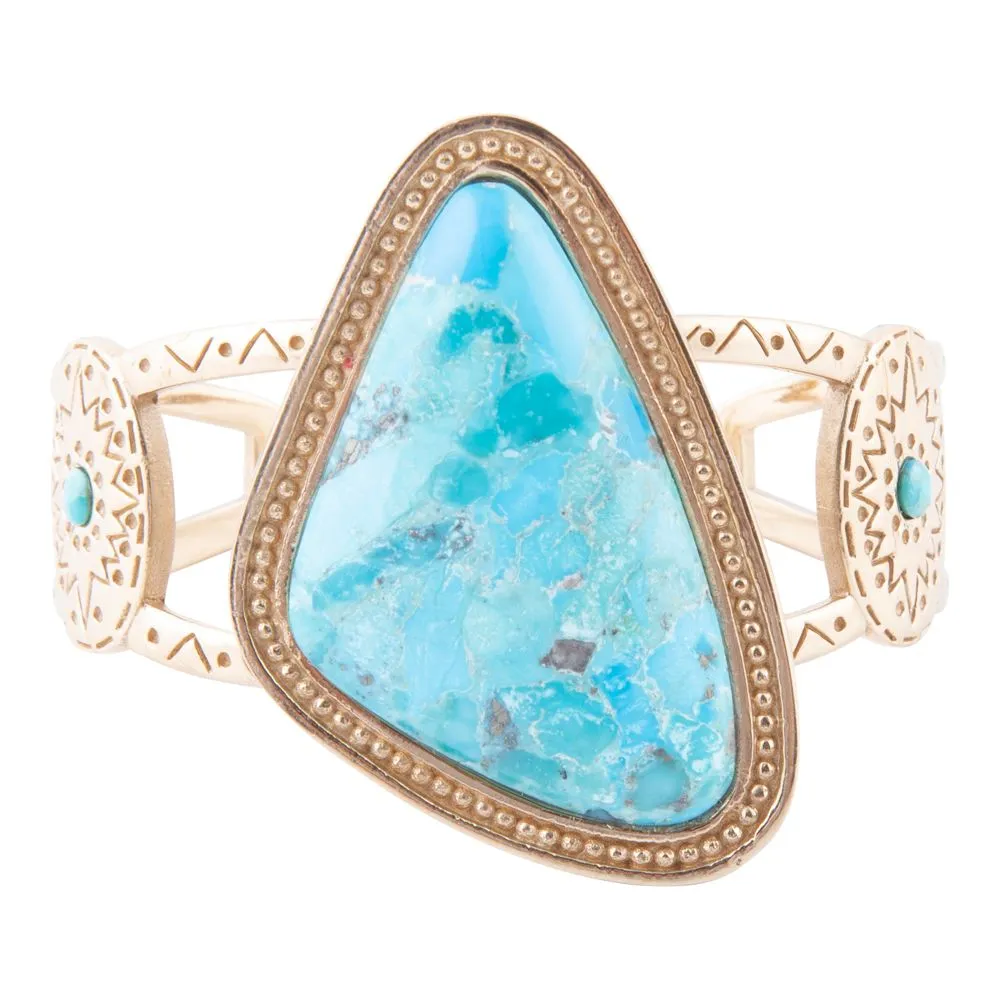 Tulum Blue Turquoise Golden Cuff Bracelet sold by Barse product image thumbnail 3