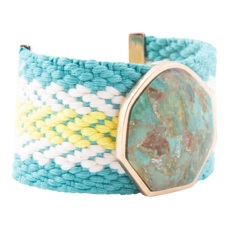 Blue Turquoise Textile Blues Woven Bracelet sold by Barse