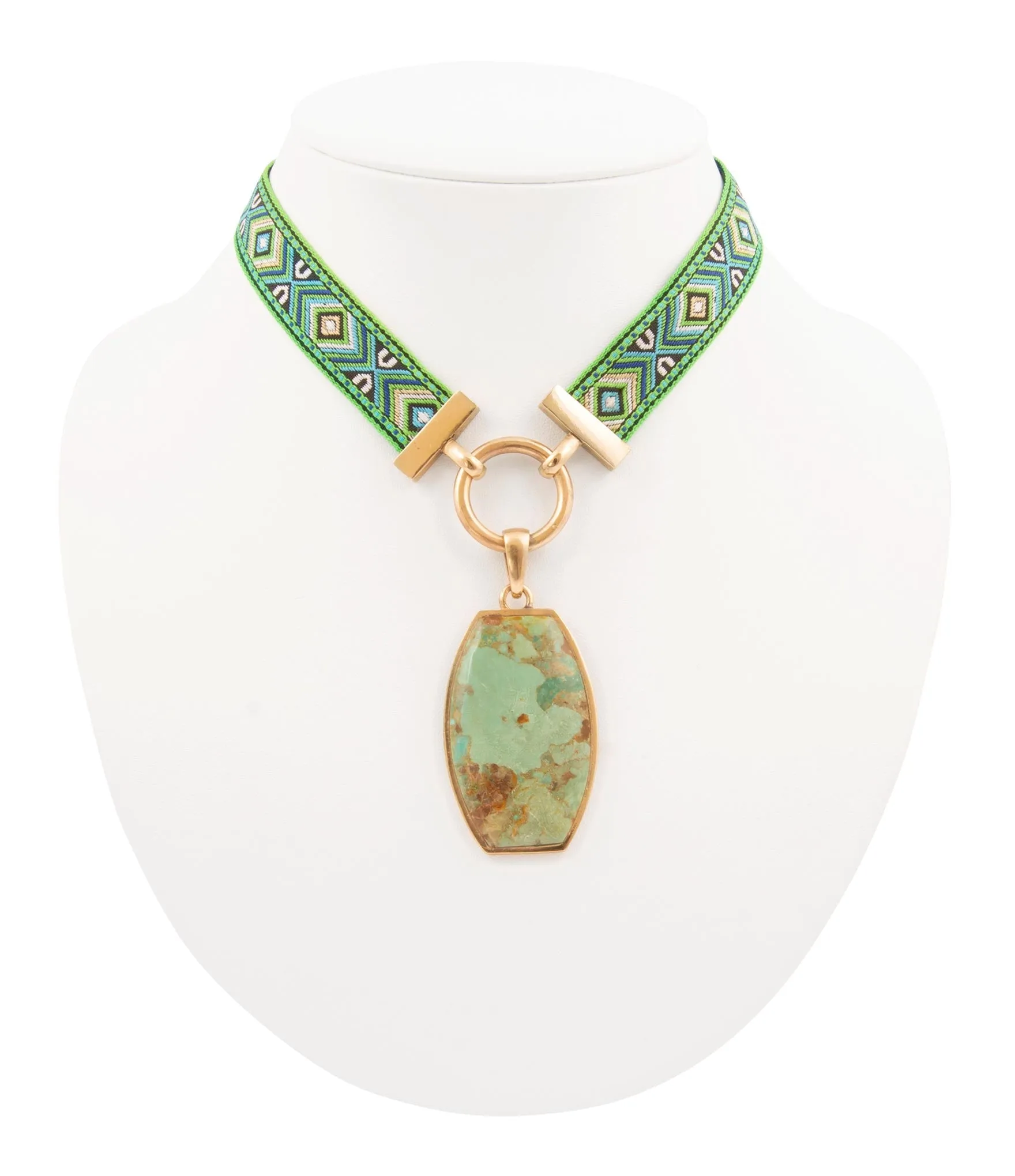 Blue Turquoise Textile Blue and Green Ribbon Necklace sold by Barse product image thumbnail 4