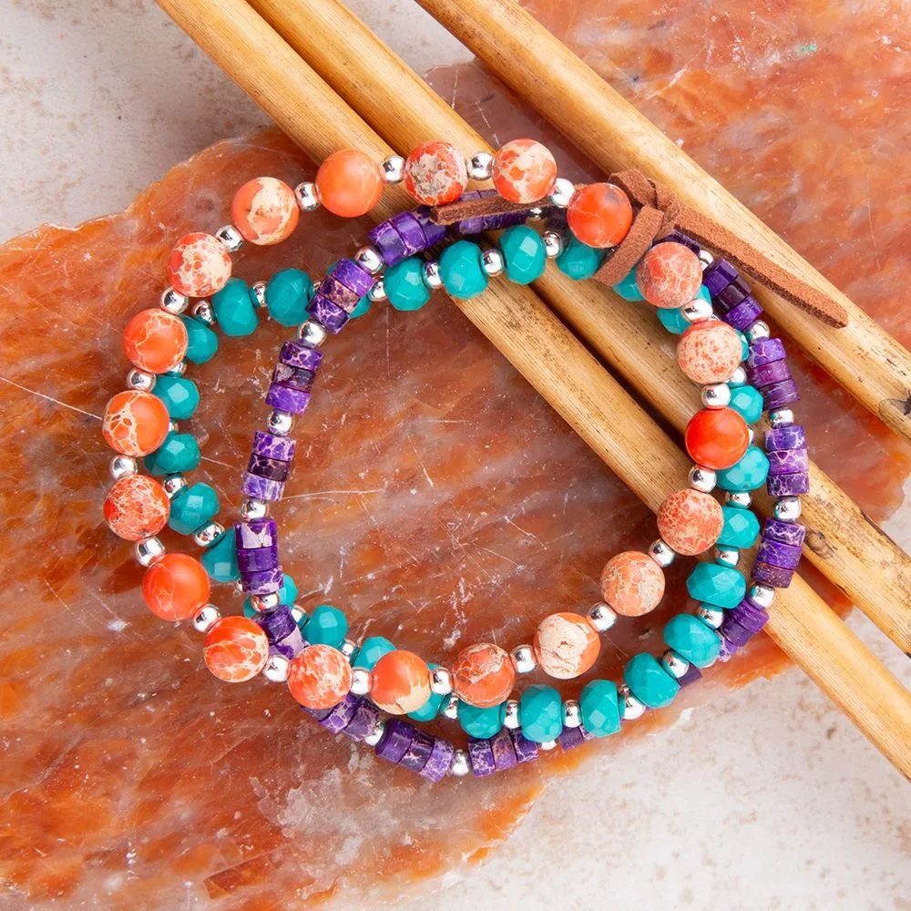 Prescott Blue Magnesite Purple and Orange Bracelet Set sold by Barse product image thumbnail 2