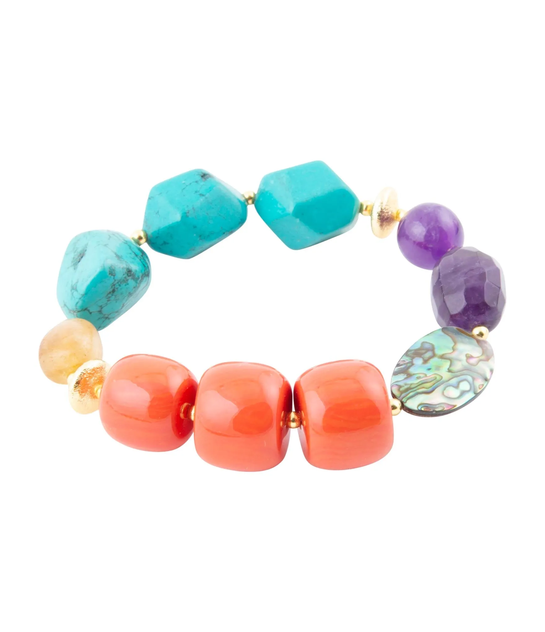 Keleidoscope Multistone Chunky Golden Bracelet sold by Barse