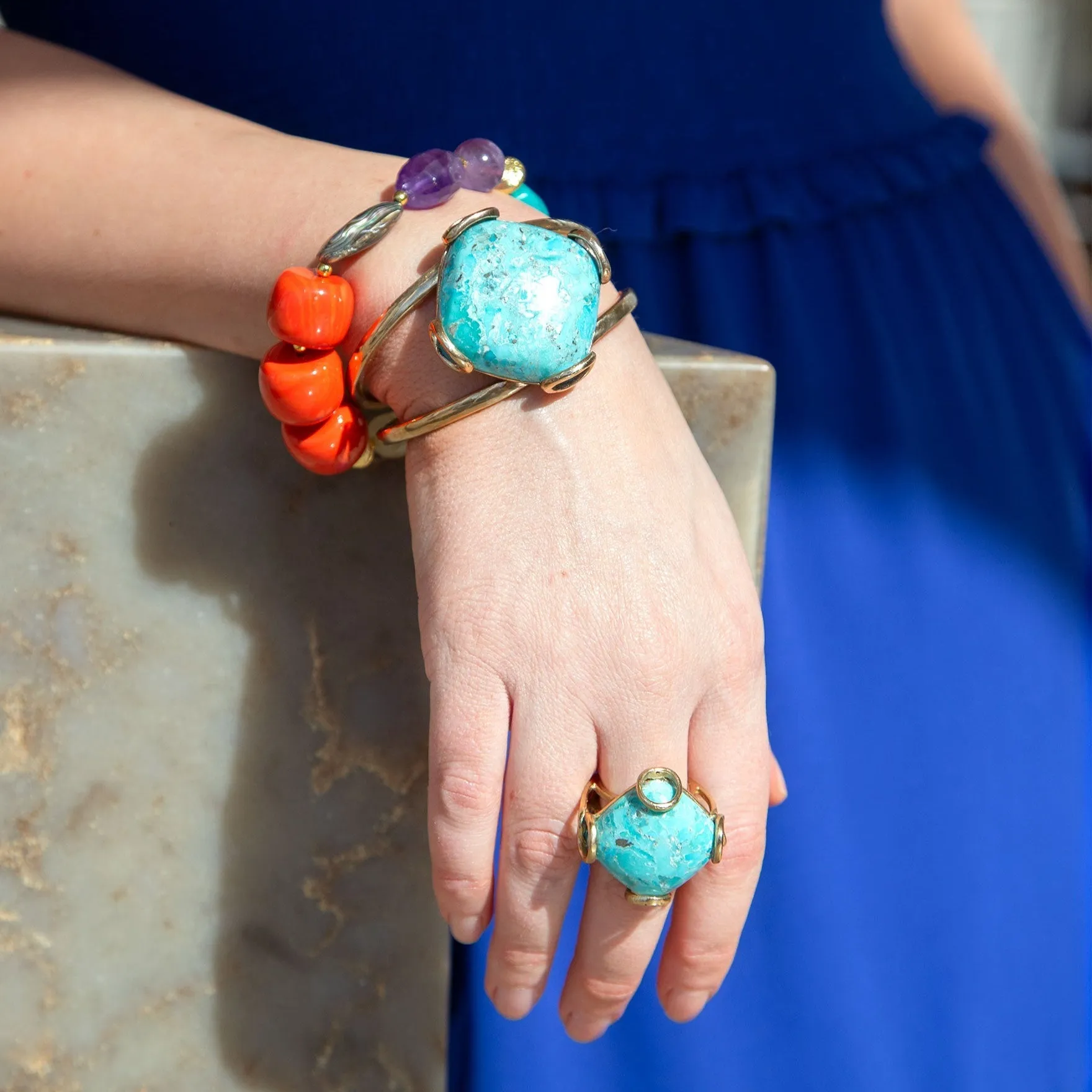 Keleidoscope Multistone Chunky Golden Bracelet sold by Barse product image thumbnail 2