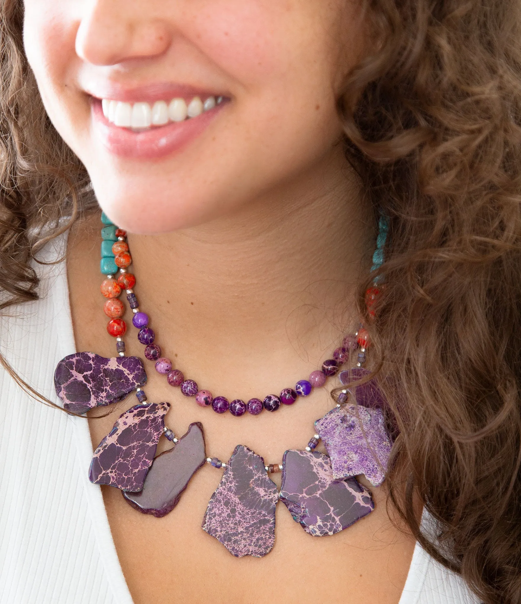 Prescott Blue Magnesite Purple and Orange Statement Necklace sold by Barse product image thumbnail 3