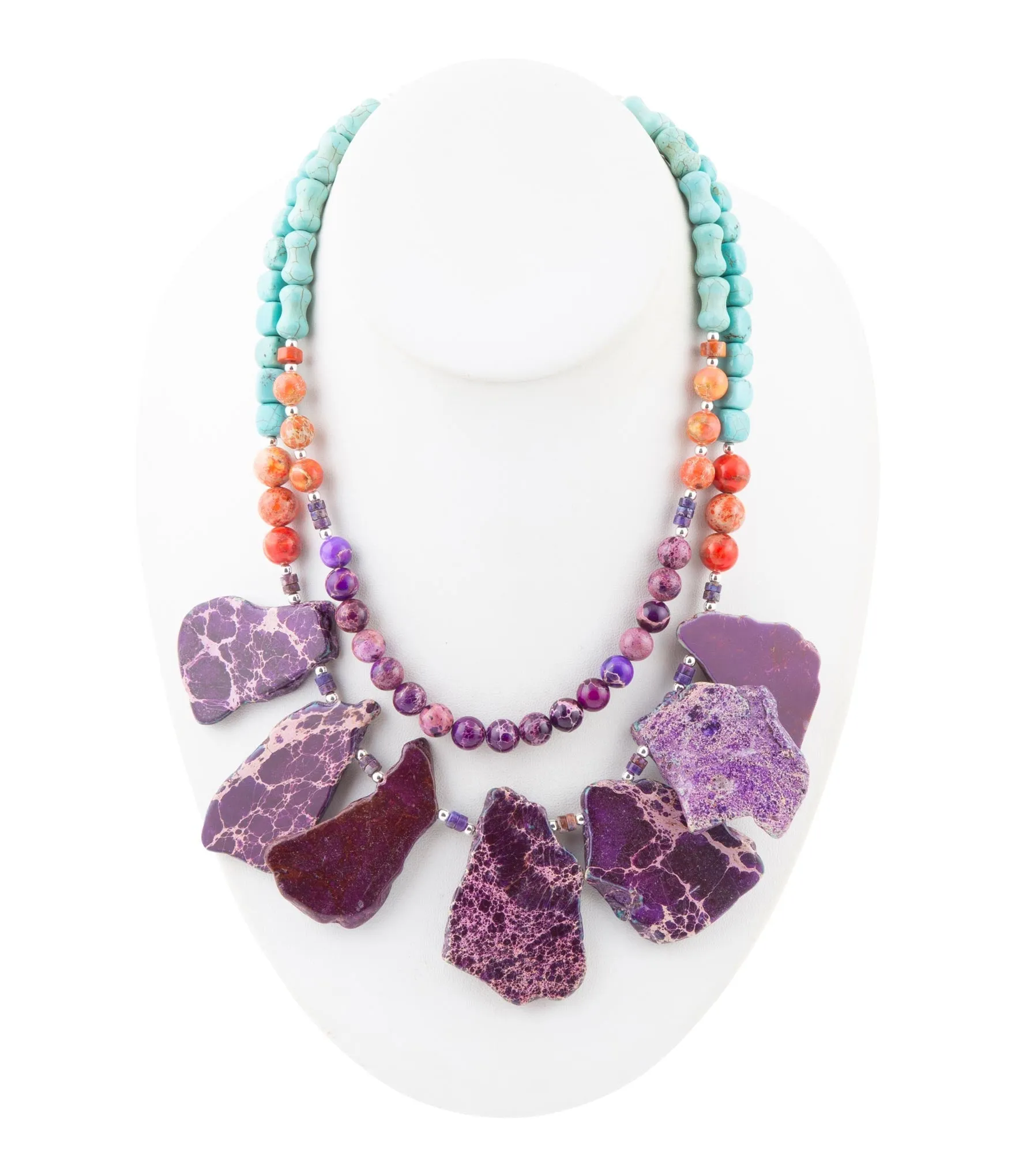 Prescott Blue Magnesite Purple and Orange Statement Necklace sold by Barse product image thumbnail 4