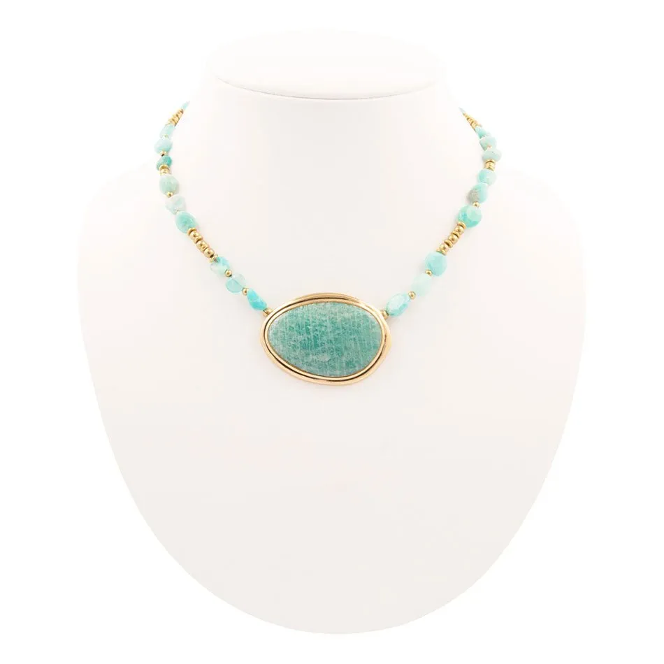 Impressions of Blue Amazonite Golden Freeform Necklace sold by Barse product image thumbnail 4