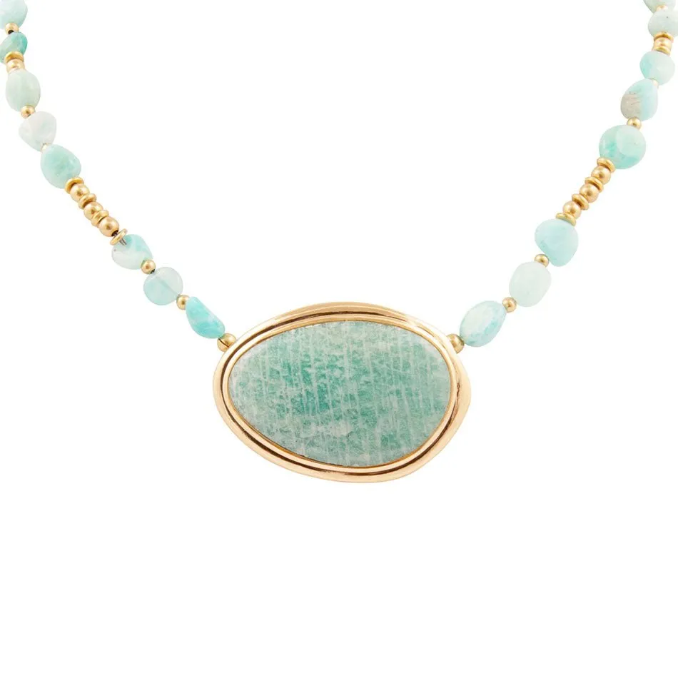 Impressions of Blue Amazonite Golden Freeform Necklace sold by Barse