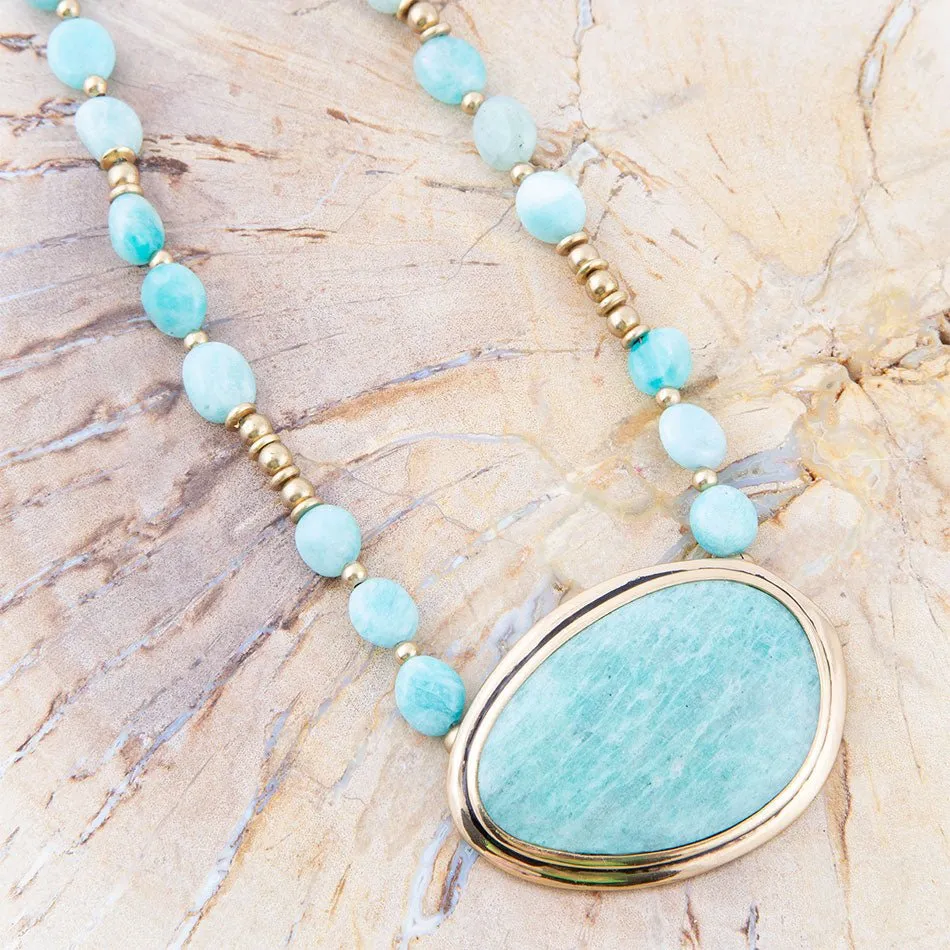 Impressions of Blue Amazonite Golden Freeform Necklace sold by Barse product image thumbnail 3