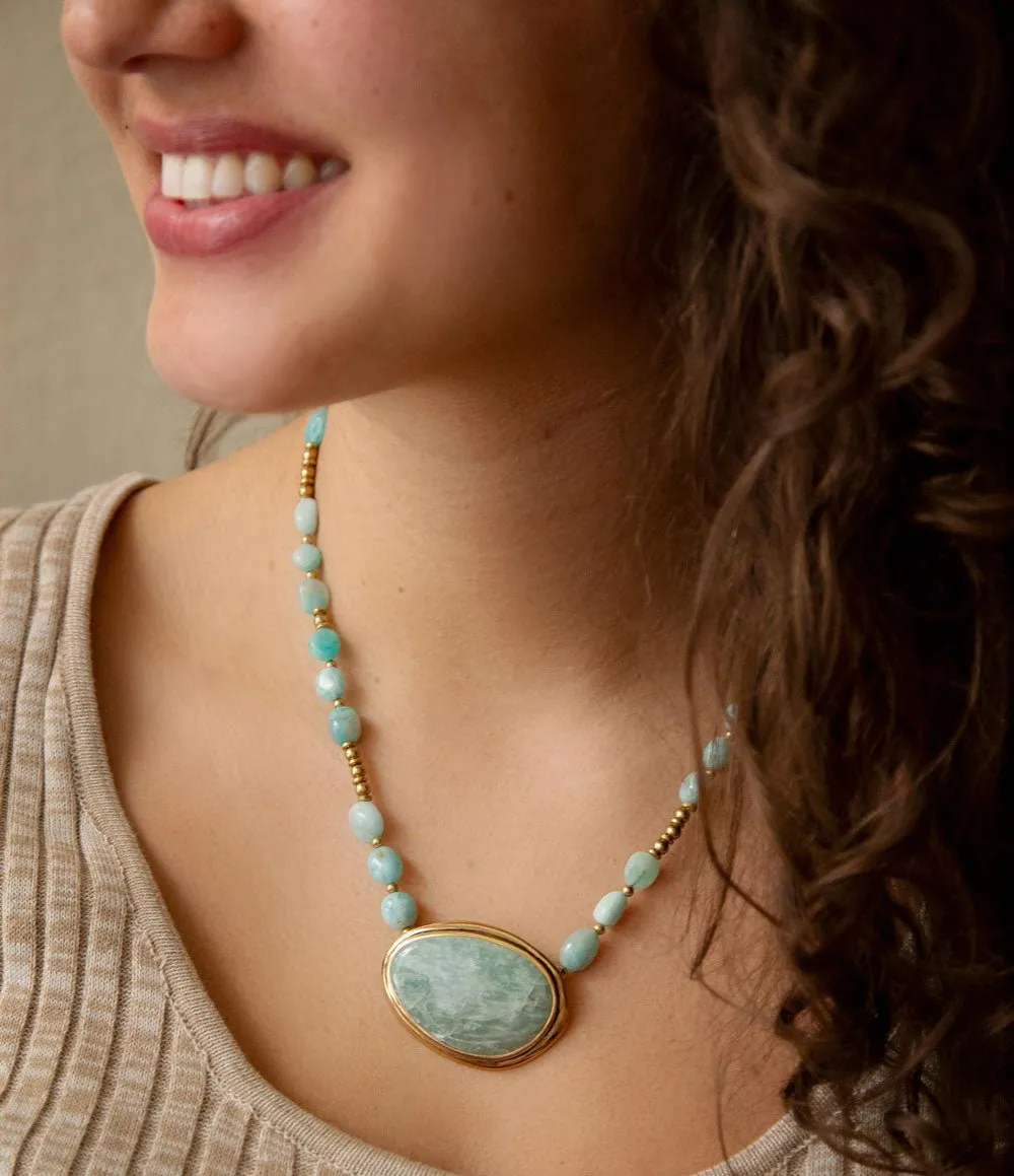 Impressions of Blue Amazonite Golden Freeform Necklace sold by Barse product image thumbnail 2