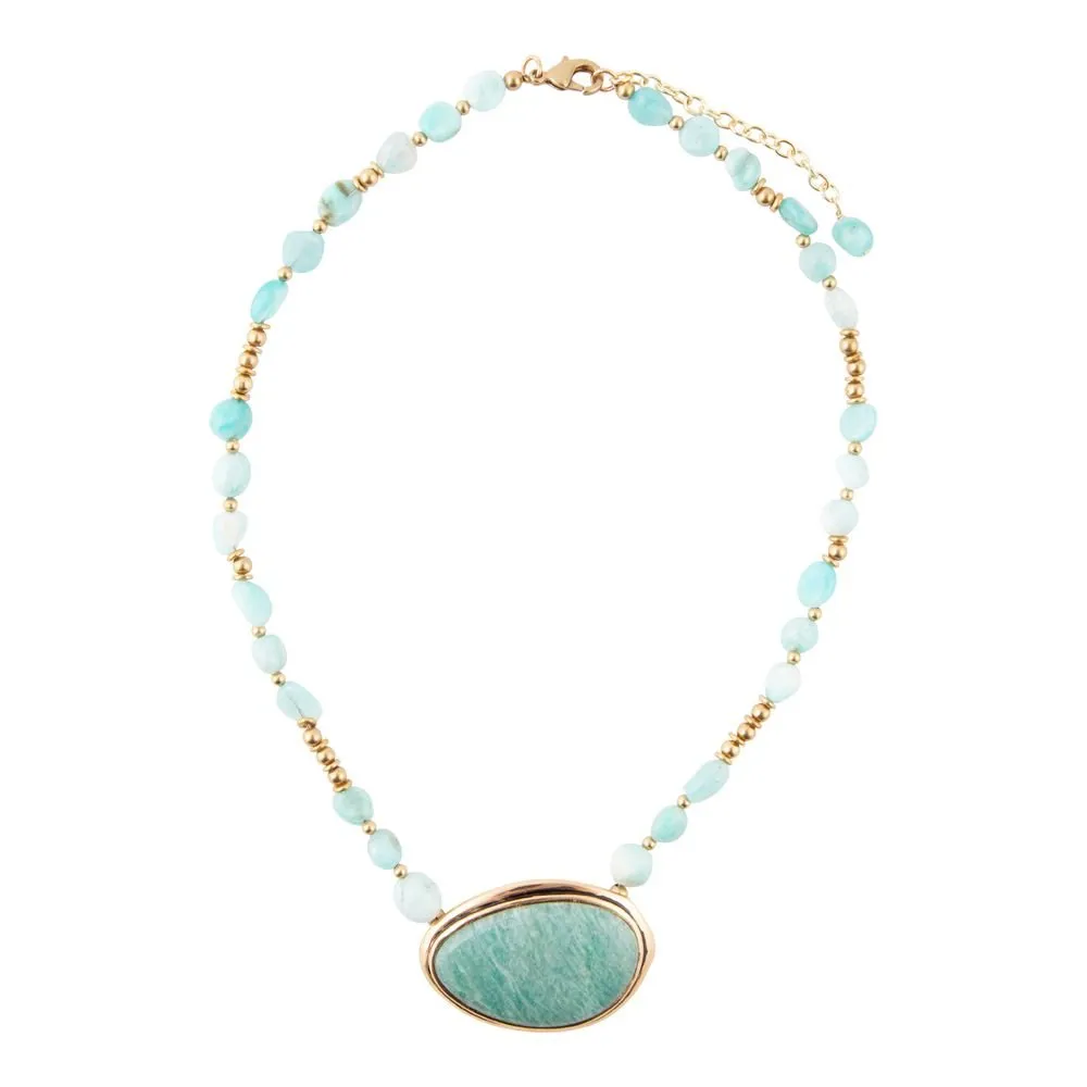 Impressions of Blue Amazonite Golden Freeform Necklace sold by Barse product image thumbnail 5