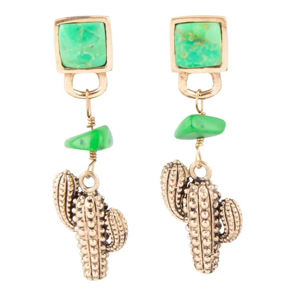 Charmed Cactus Lime Green Turquoise Post Earrings sold by Barse