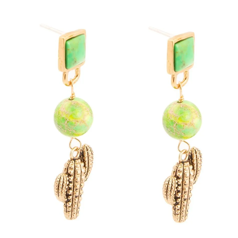 Charmed Cactus Lime Green Turquoise Post Earrings sold by Barse product image thumbnail 3
