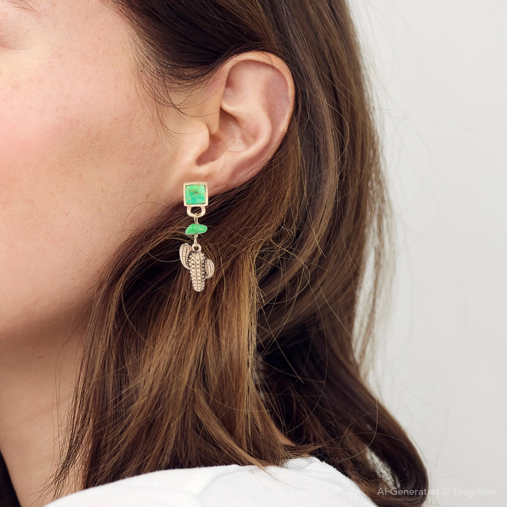 Charmed Cactus Lime Green Turquoise Post Earrings sold by Barse product image thumbnail 4