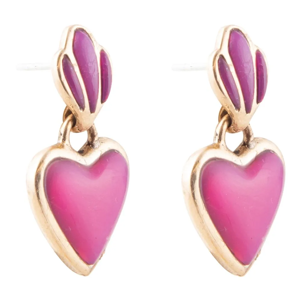 Pink Agate Heart Drop Golden Earrings sold by Barse product image thumbnail 4