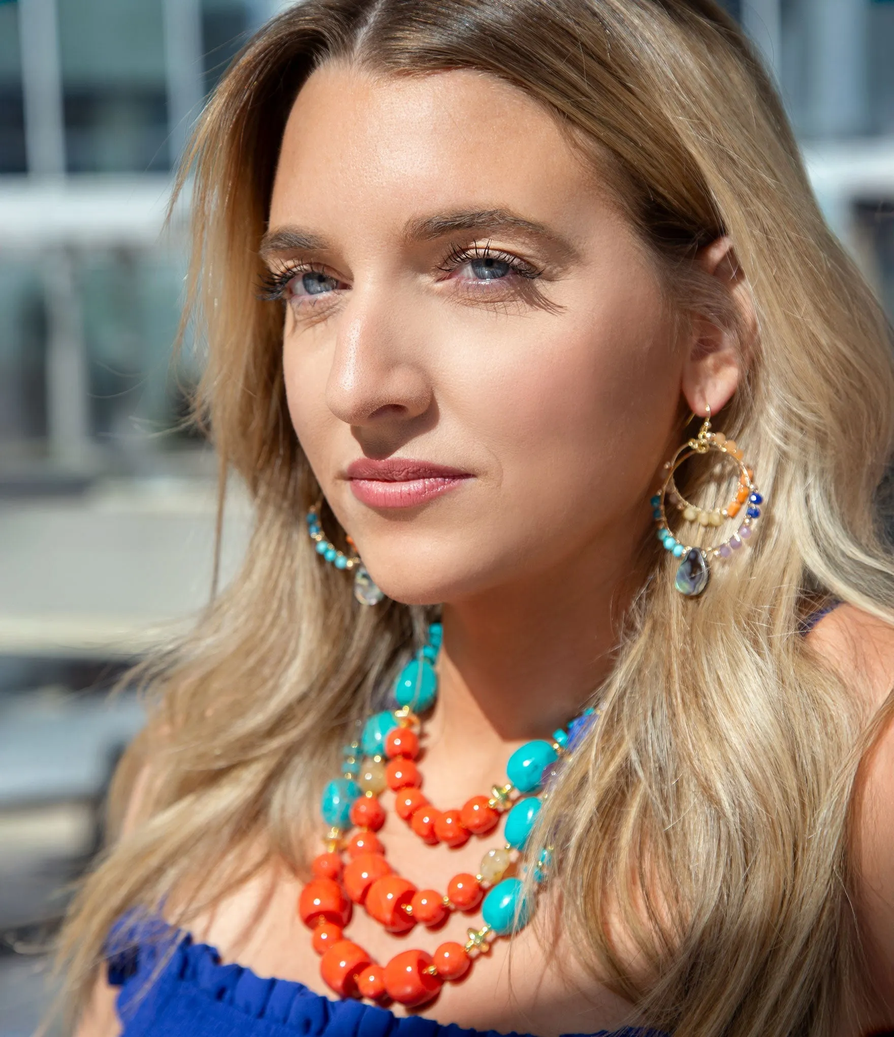 Kaleidoscope Multistone Statement Golden Necklace sold by Barse product image thumbnail 3