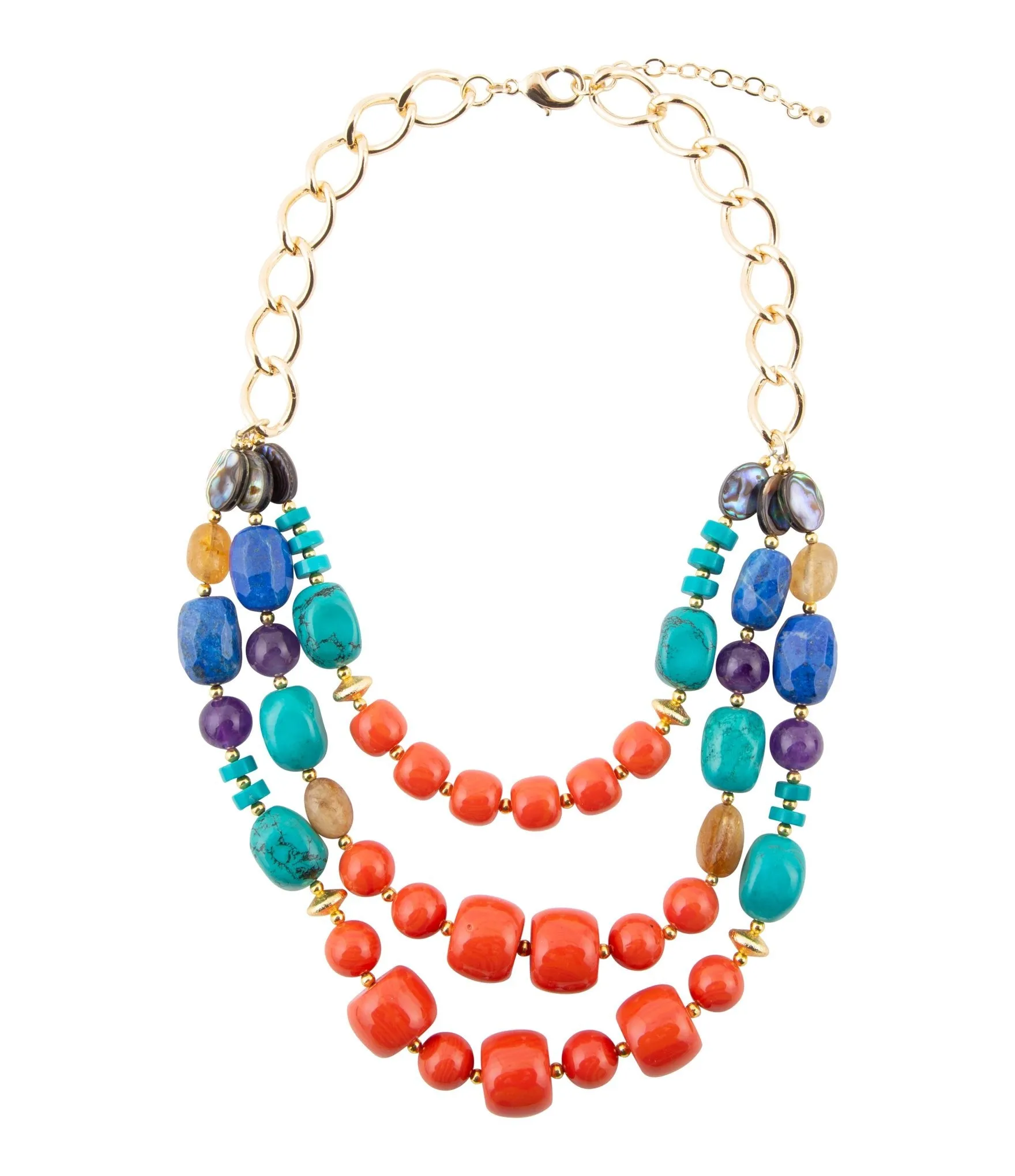 Kaleidoscope Multistone Statement Golden Necklace sold by Barse product image thumbnail 5