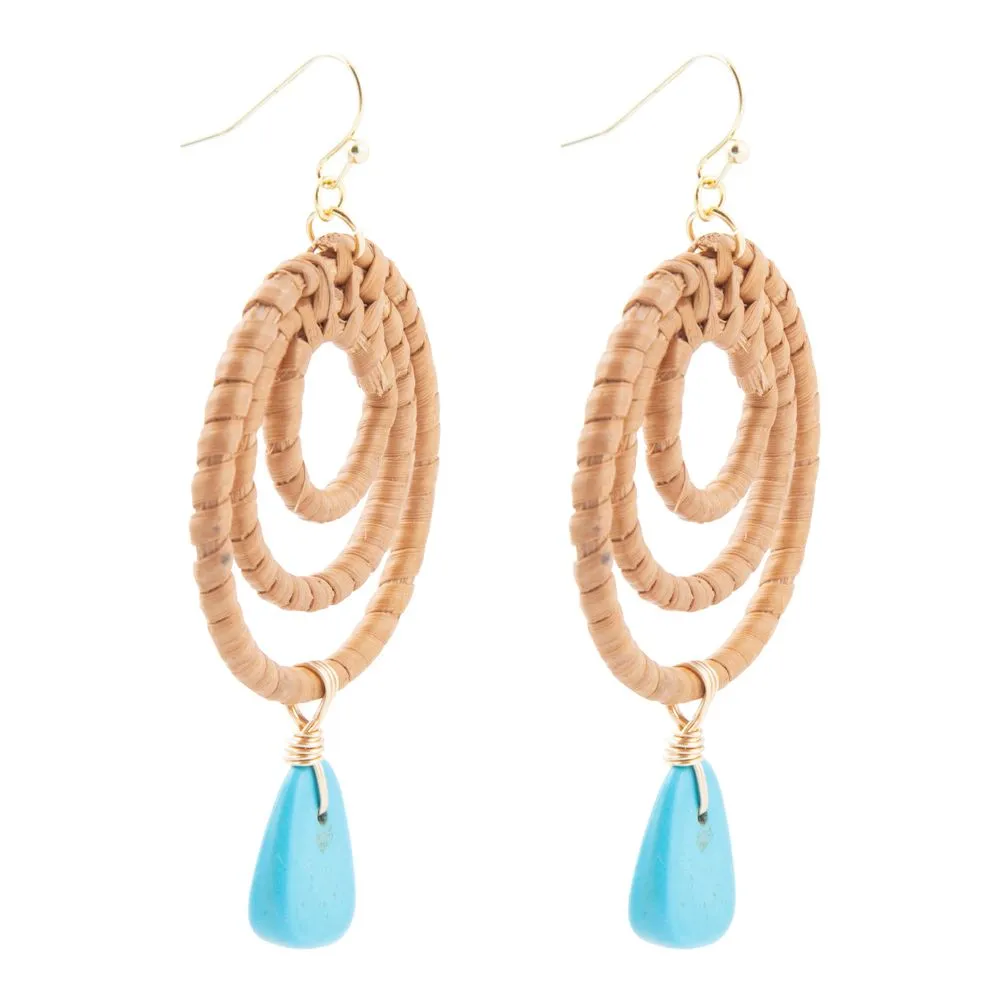 Tulum Blue Magnesite Rattan Golden Drop Earrings sold by Barse product image thumbnail 3