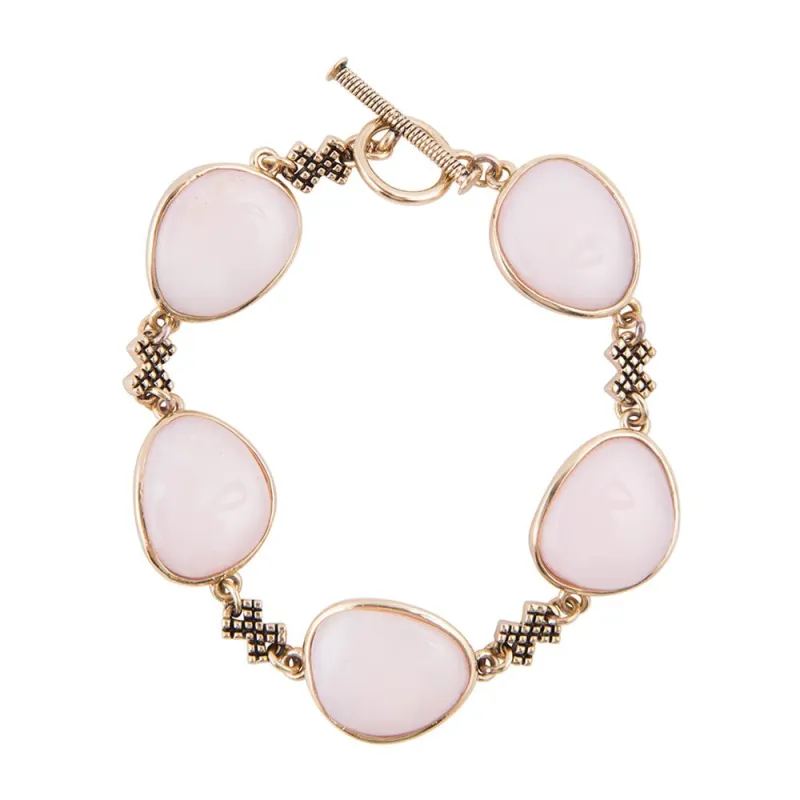 Aruba Pink Opal Golden Link Toggle Bracelet sold by Barse