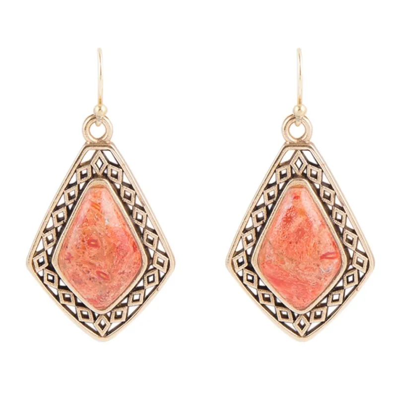 Native Vibe Orange Sponge Coral Arrow Earrings sold by Barse