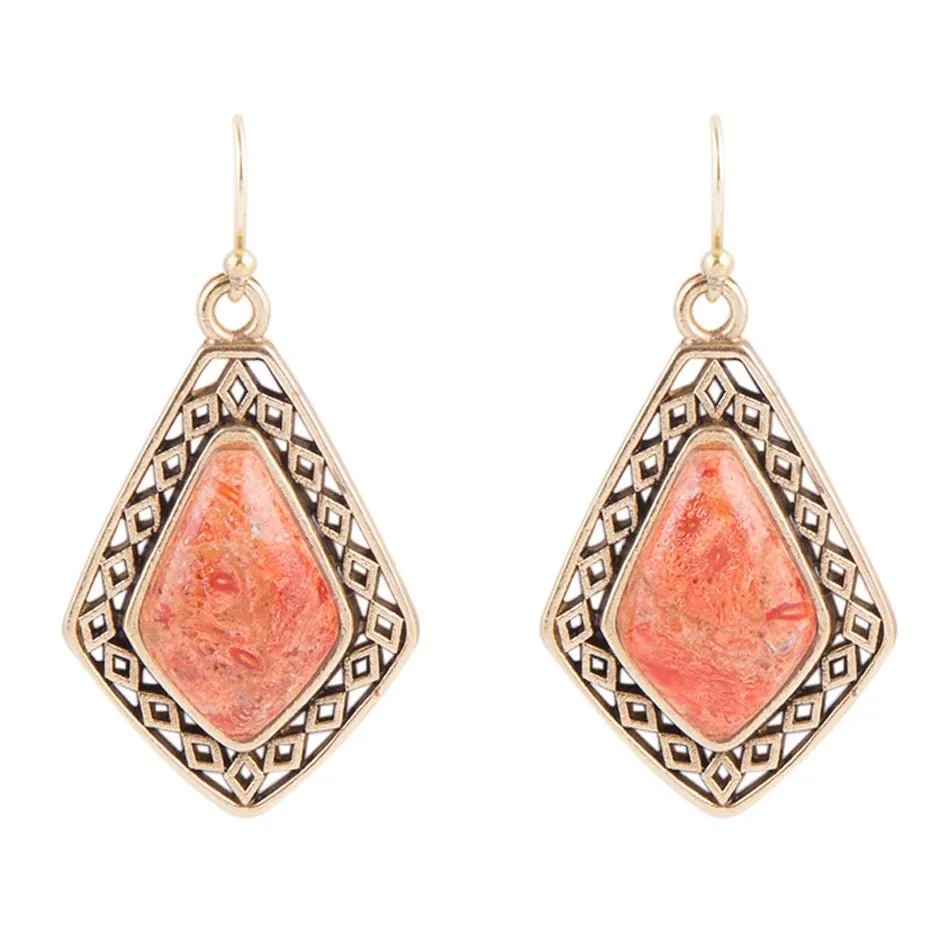 Native Vibe Orange Sponge Coral Arrow Earrings sold by Barse