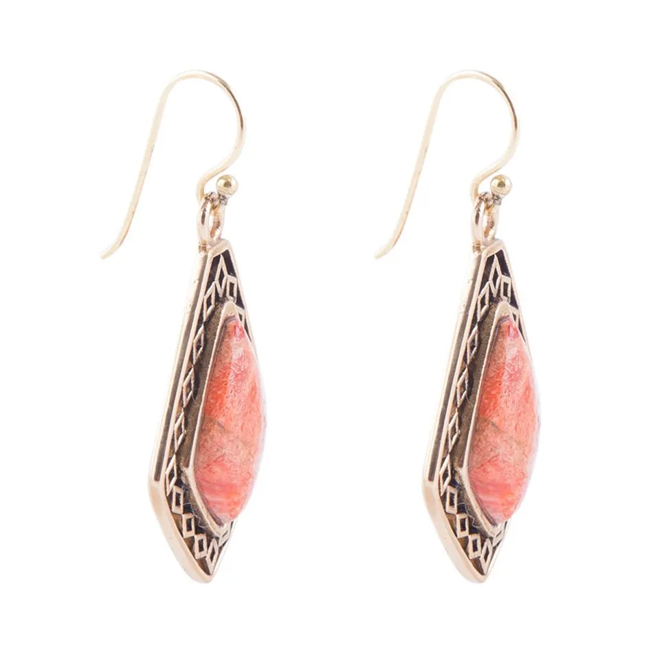Native Vibe Orange Sponge Coral Arrow Earrings sold by Barse product image thumbnail 3