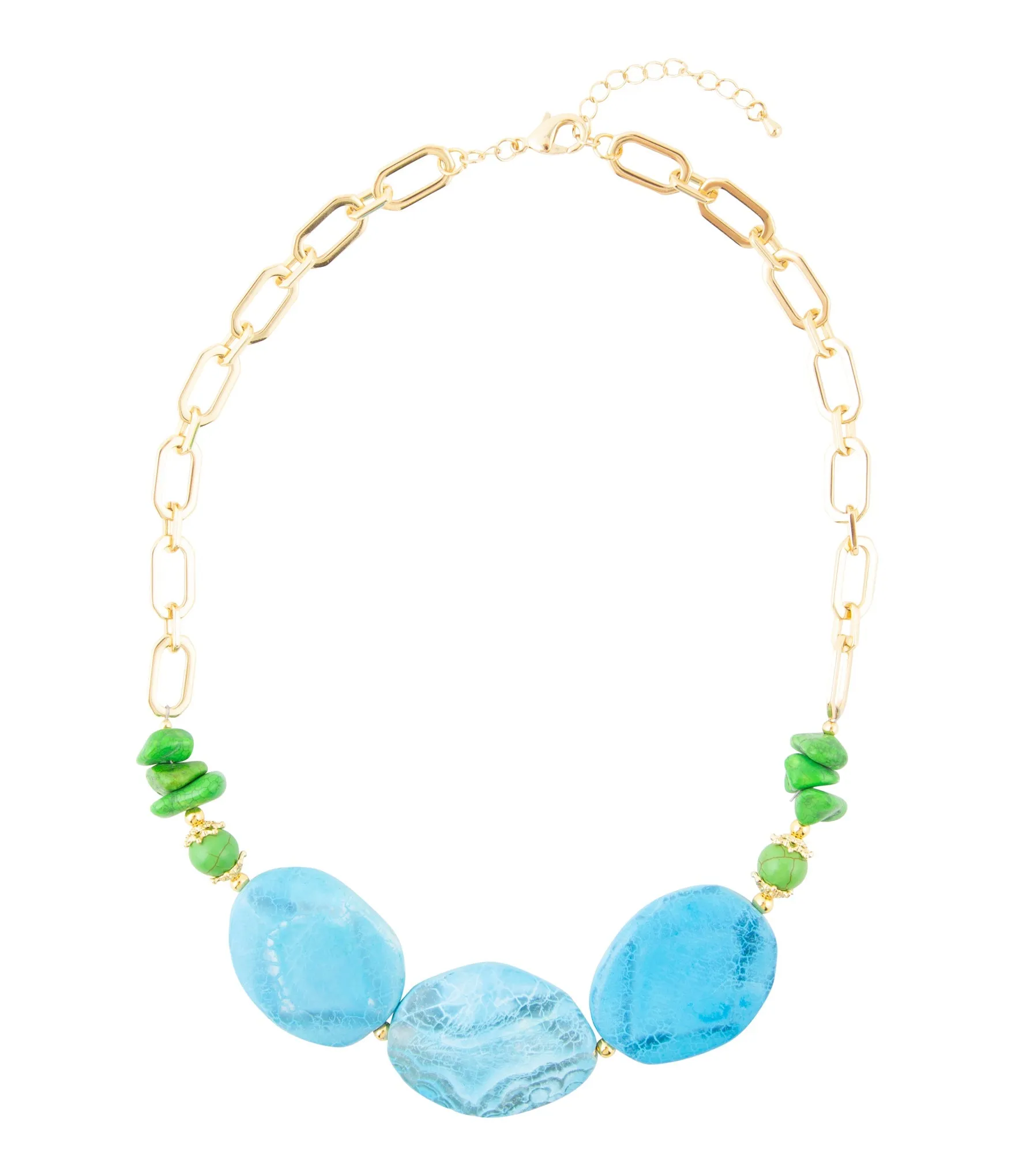 Fresh Twist Lime and Blue Agate Golden Chunky Necklace sold by Barse product image thumbnail 4