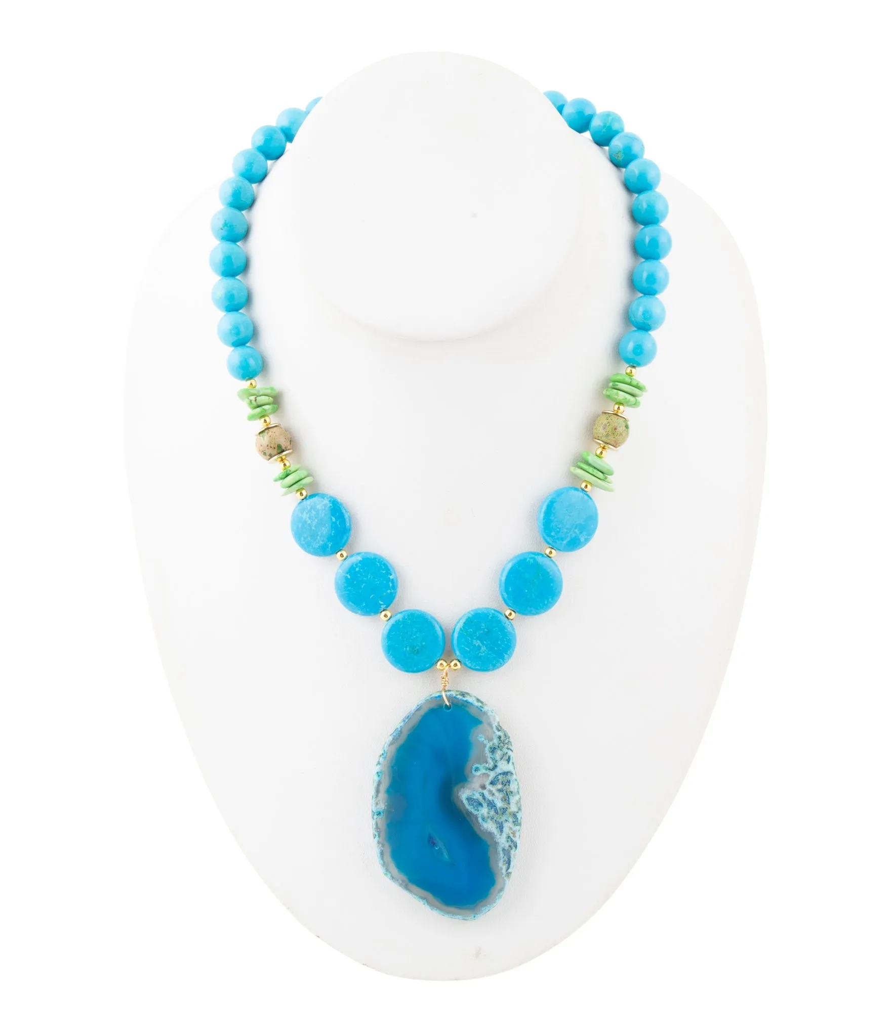 Fresh Twist Lime and Blue Agate Pendant Necklace sold by Barse product image thumbnail 4