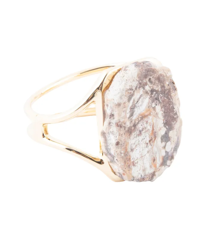 Brown Ocean Jasper Slab Golden Cuff Bracelet sold by Barse