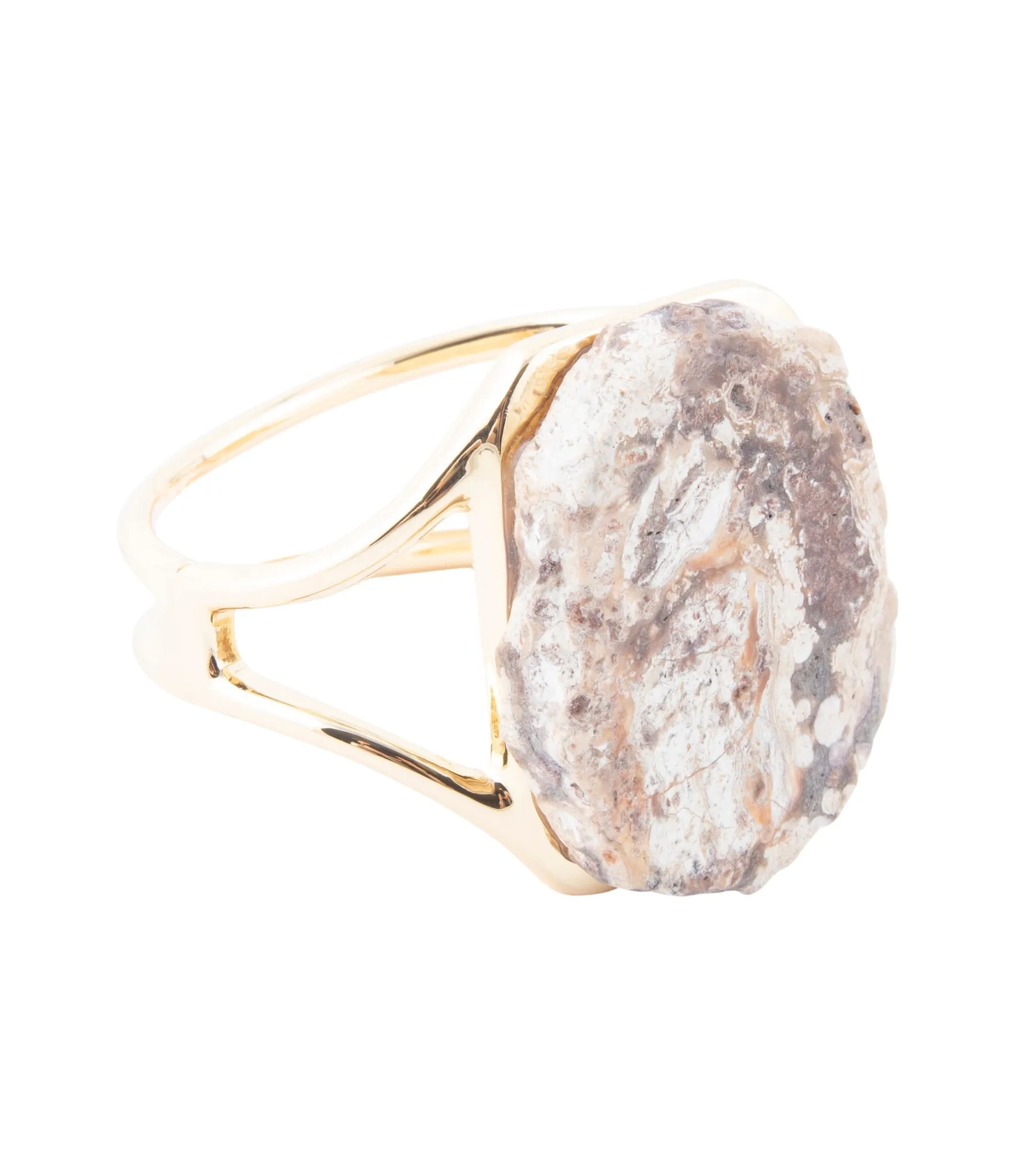 Brown Ocean Jasper Slab Golden Cuff Bracelet sold by Barse