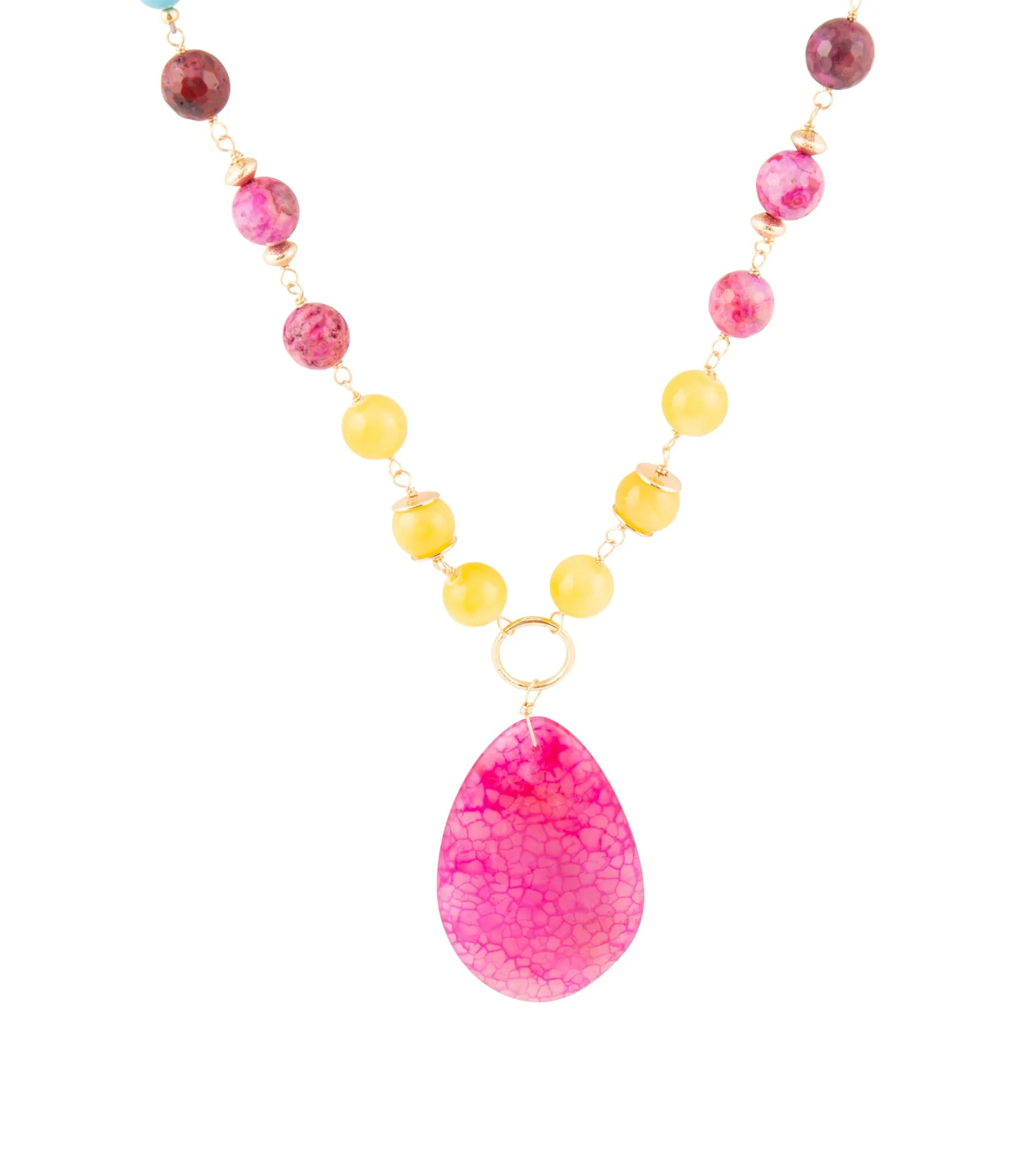 St. Augustine Pink Agate Golden Pendant Necklace sold by Barse product image thumbnail 2