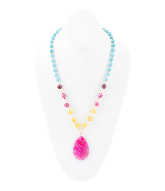 St. Augustine Pink Agate Golden Pendant Necklace sold by Barse