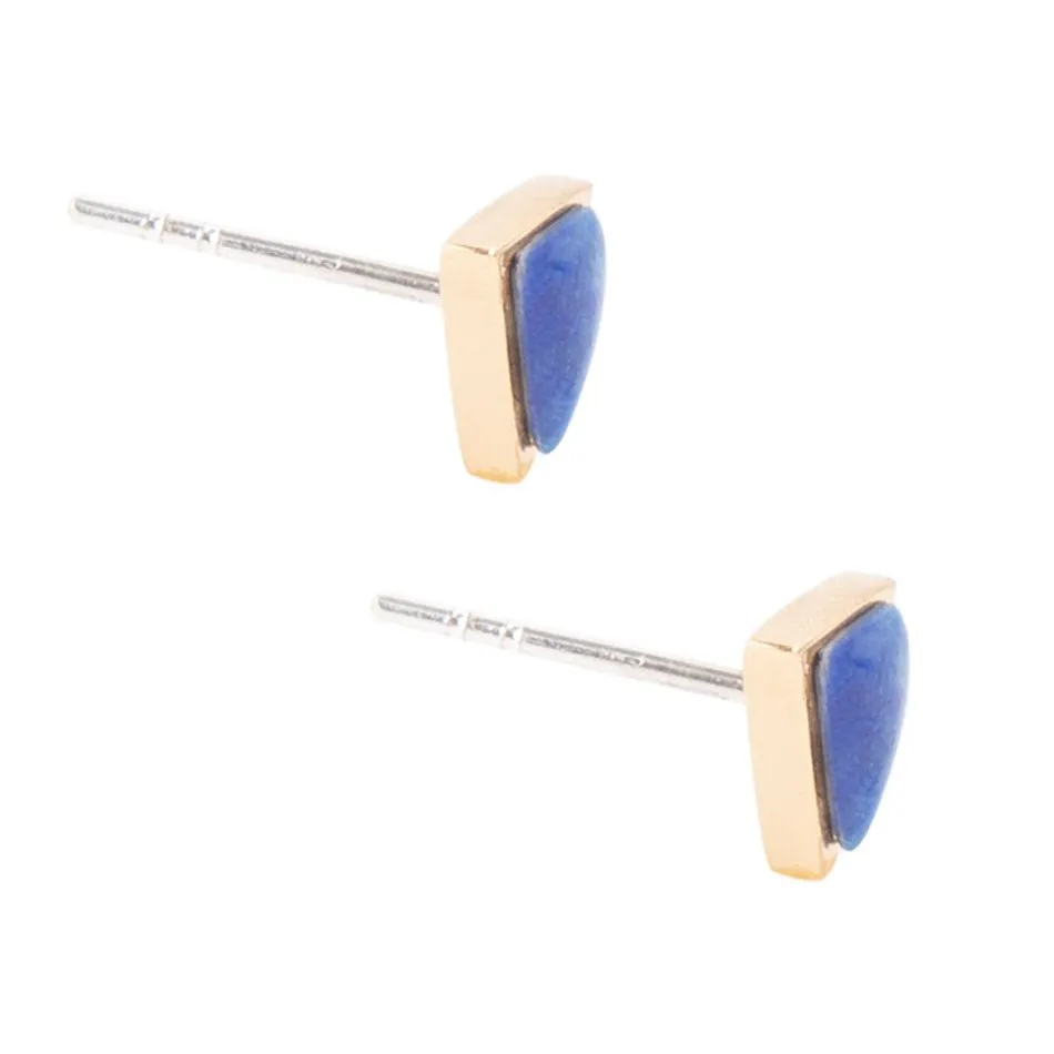 Dainty Blue Lapis Golden Triangle Stud sold by Barse product image thumbnail 3
