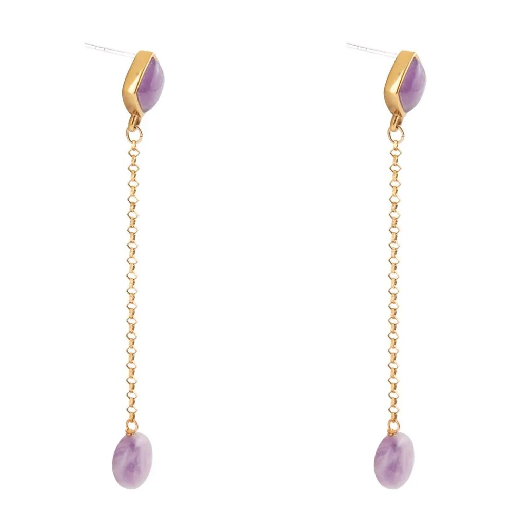 Chained Up Purple Amethyst and Golden Bronze Dangle Earrings sold by Barse product image thumbnail 3