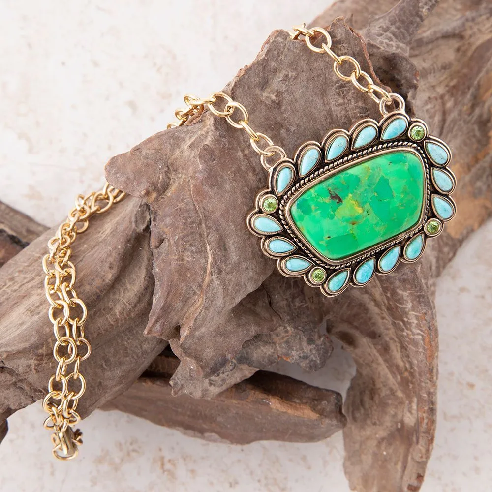 Legacy Lime Green and Blue Turquoise Golden Pendant Necklace sold by Barse product image thumbnail 3