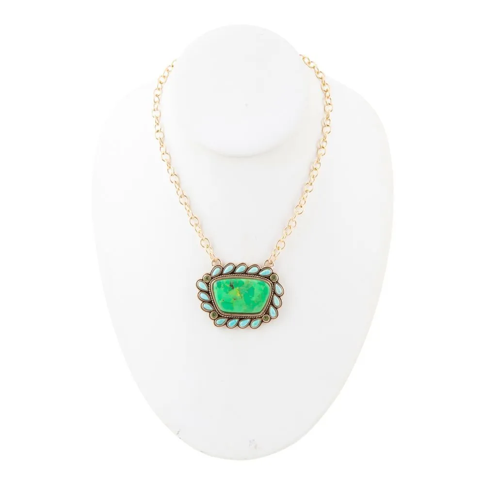 Legacy Lime Green and Blue Turquoise Golden Pendant Necklace sold by Barse product image thumbnail 5