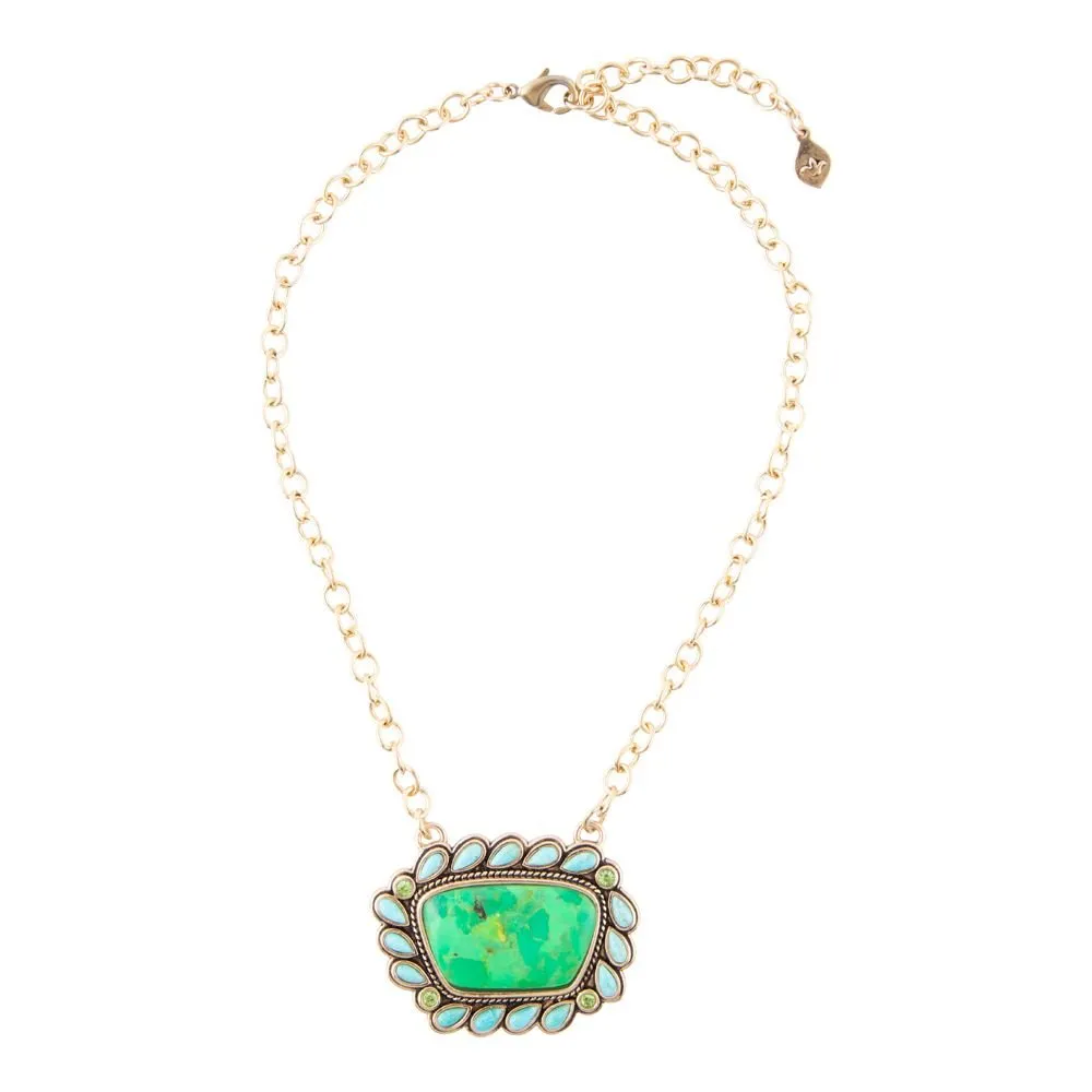 Legacy Lime Green and Blue Turquoise Golden Pendant Necklace sold by Barse product image thumbnail 4