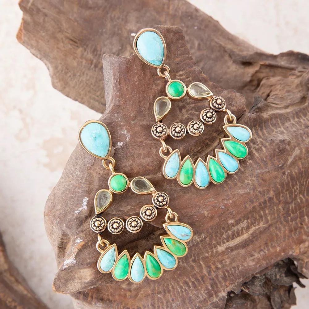 Legacy Blue and Lime Turquoise Golden Post Drop Earrings sold by Barse product image thumbnail 3