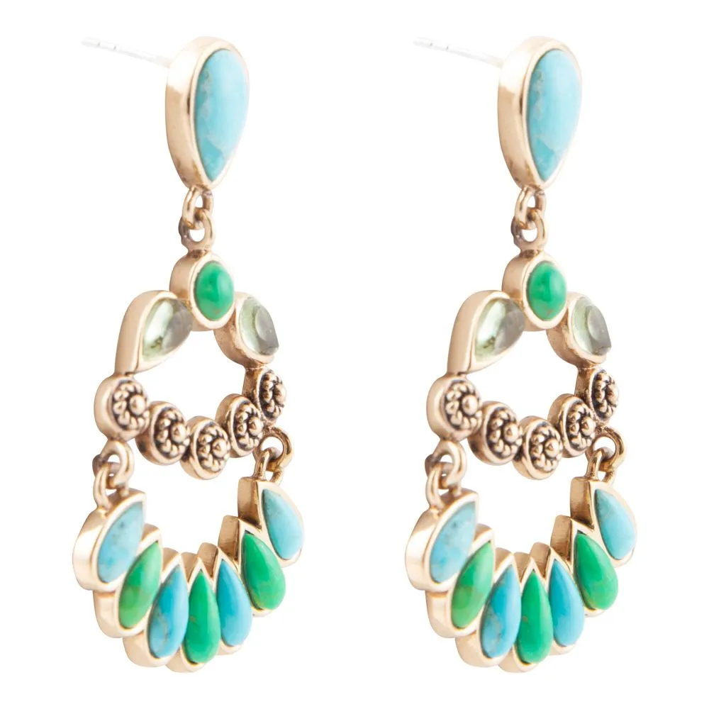 Legacy Blue and Lime Turquoise Golden Post Drop Earrings sold by Barse product image thumbnail 4