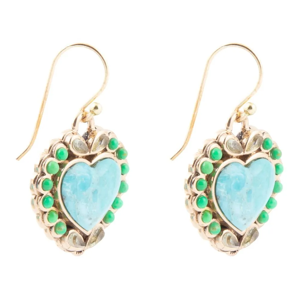 Legacy Heart Lime Green and Blue Turquoise Golden Drop Earrings sold by Barse product image thumbnail 4